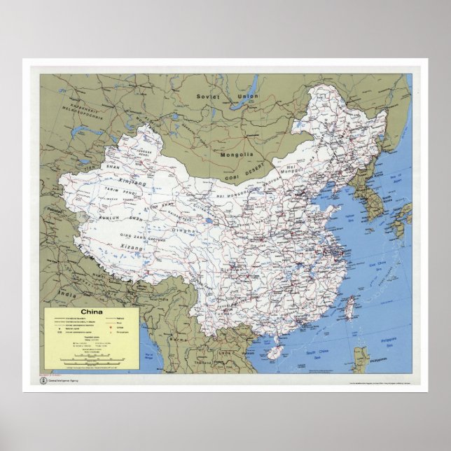Póster China Detailed Map - 1979 (Frente)