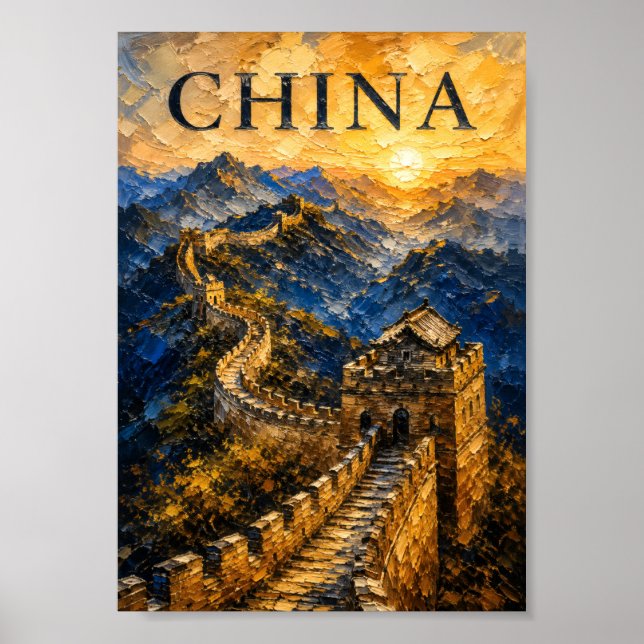 Póster China: Golden Sunset Great Wall Art Souvenir (Frente)