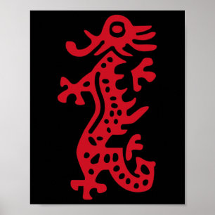 Póster China Mah Jong Red Dragon Tile Mahjong Costume