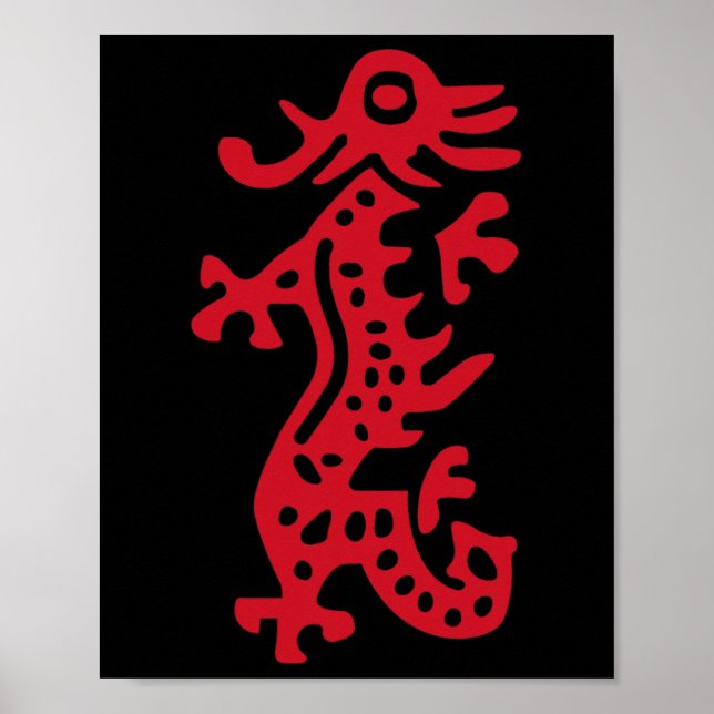 Póster China Mah Jong Red Dragon Tile Mahjong Costume (Frente)
