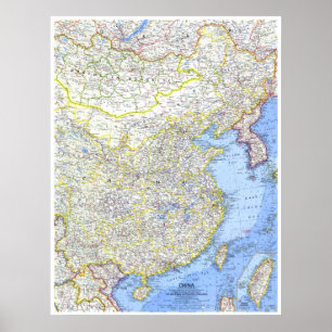 Póster China: Mapa detallado de 1964