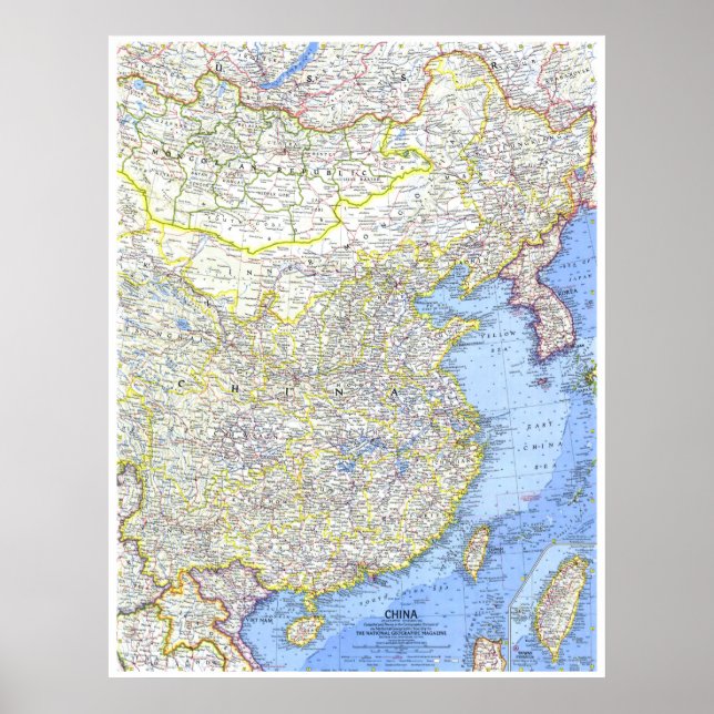 Póster China: Mapa detallado de 1964 (Frente)
