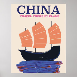 Póster China: "Viaja allí en avión"