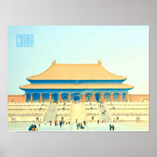 Póster China Viaje vintage a la Ciudad Prohibida