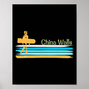 Póster China Walls Oahu Hawaii Paipo Tablero de Surf Barr