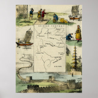 Póster CHINA Y EL PUEBLO CHINO c1840