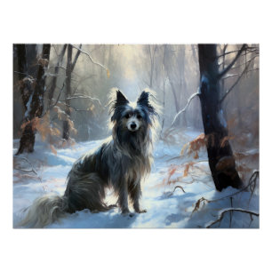 Póster Chinese Crested Deja que nieve Navidad