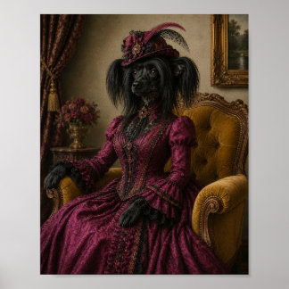 Póster Chinese Crested Dog Portrait Print, Victorian Lady
