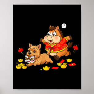 Póster Chinese Horse Cairn Terrier Niños Hombres Mujeres