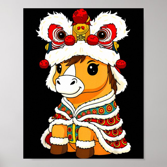 Póster Chinese Lunar New Year Lion Dance Cute Horse China (Frente)