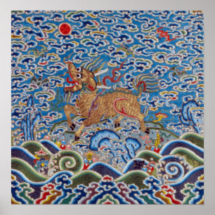 Póster Chinese Military Rank Badge with Stylized Animal