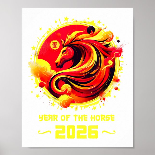 Póster Chinese New Year 2026 Horse Happy Chinese New Year (Frente)