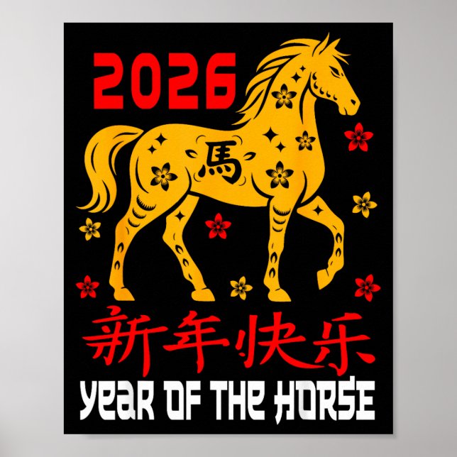 Póster Chinese New Year 2026 Horse Lunar Year Of The Hors (Frente)