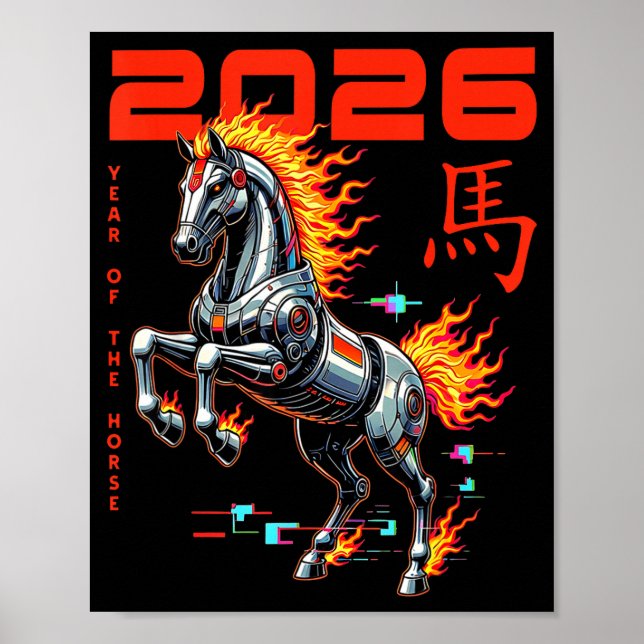 Póster Chinese New Year 2026 Year Of The Fire Horse Cyber (Frente)