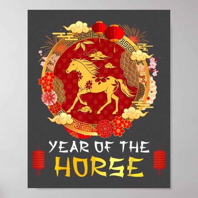 Póster Chinese New Year 2026 Year Of The Horse Chinese Zo (Frente)
