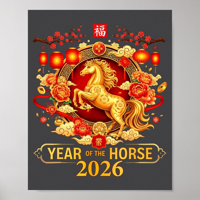 Póster Chinese New Year 2026 Year Of The Horse Happy New  (Frente)