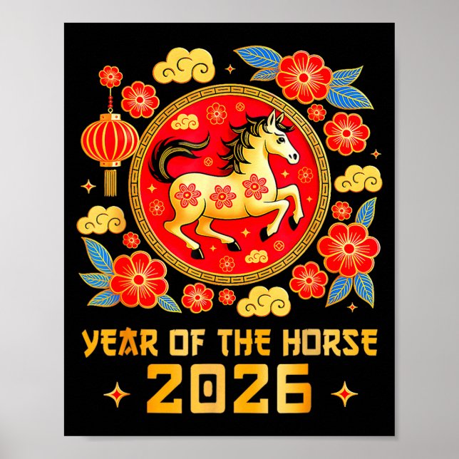 Póster Chinese New Year 2026 Year Of The Horse Happy New  (Frente)