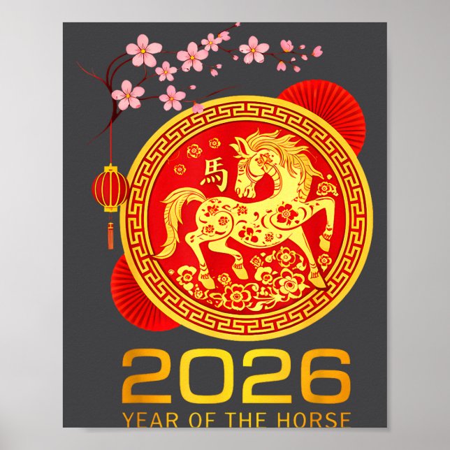 Póster Chinese New Year 2026 Year Of The Horse Lunar New  (Frente)