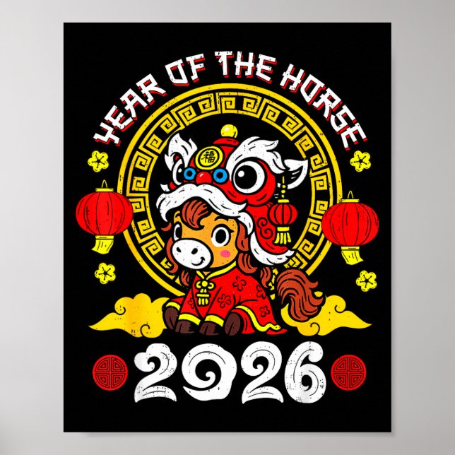 Póster Chinese New Year 2026 Year Of The Horse Lunar New  (Frente)