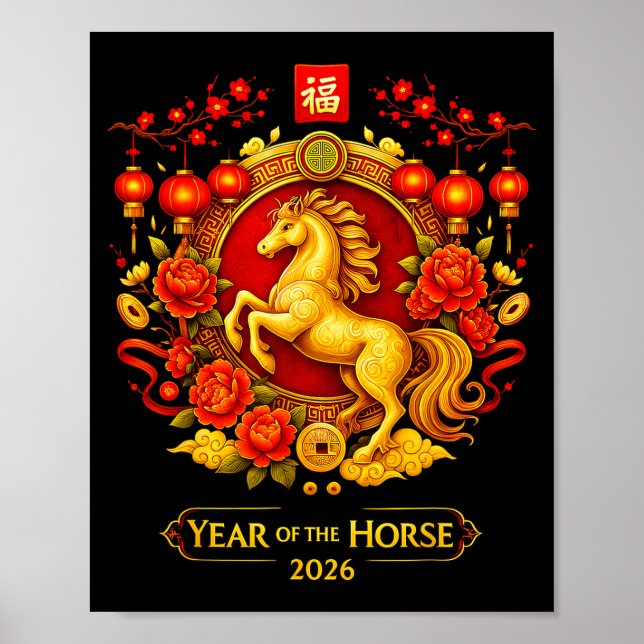 Póster Chinese New Year 2026 Year Of The Horse Lunar New  (Frente)