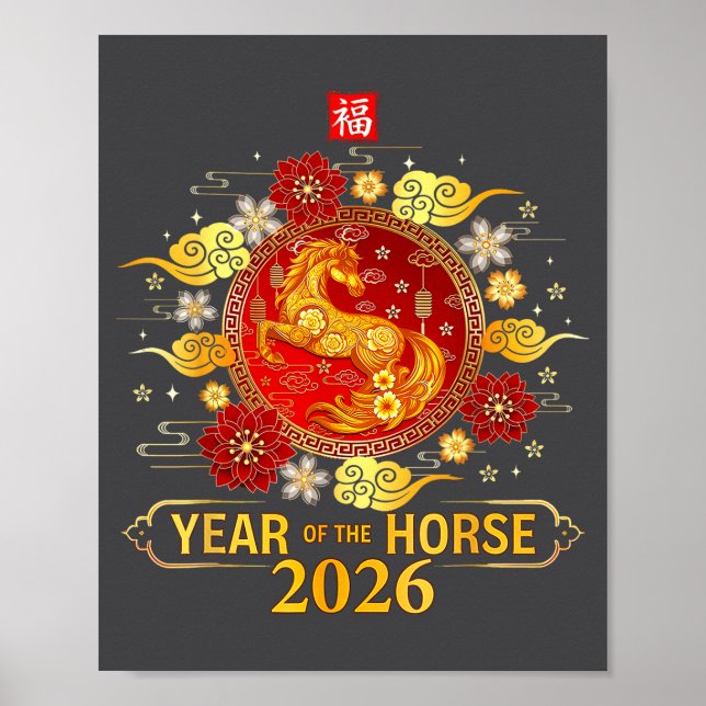 Póster Chinese New Year 2026 Year Of The Horse Lunar New  (Frente)