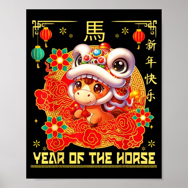 Póster Chinese New Year 2026 Zodiac Year Of Horse For Kid (Frente)