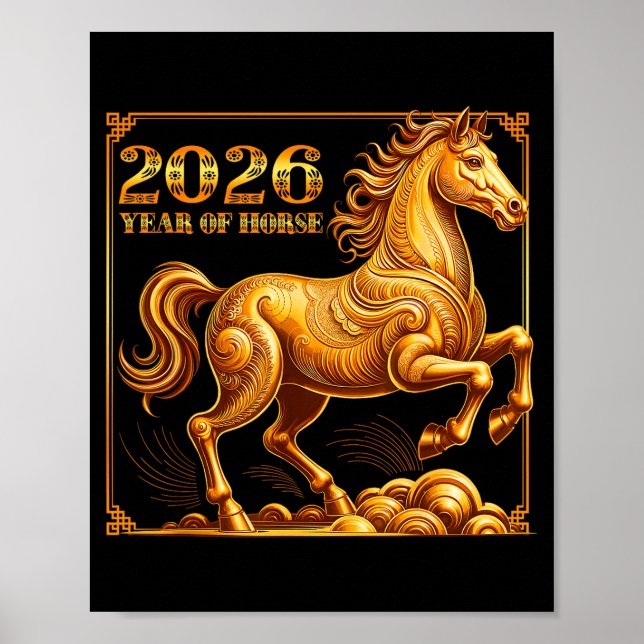 Póster Chinese New Year Of The Horse Chinese Zodiac Year  (Frente)