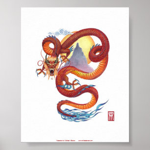 Póster Chinese Red Dragon print