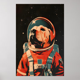 Póster Chinese Shar-Pei Astronaut Poster, Shar Pei Retro
