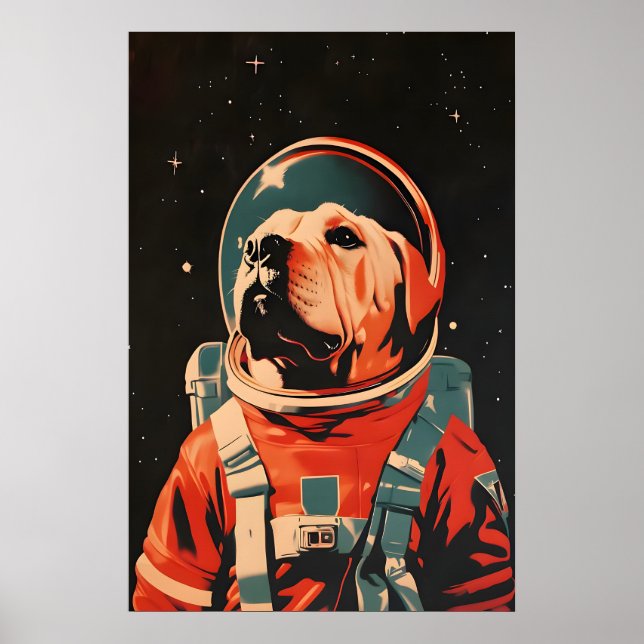 Póster Chinese Shar-Pei Astronaut Poster, Shar Pei Retro (Frente)