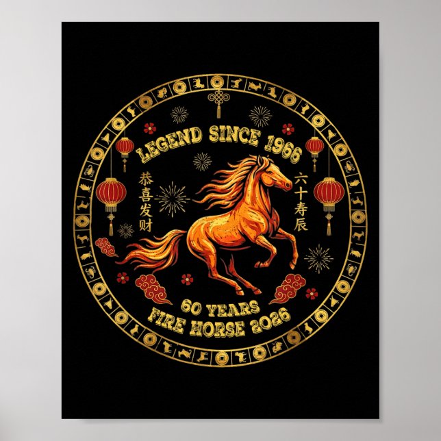 Póster Chinese Zodiac Fire Horse 2026 -legend Since 1966  (Frente)