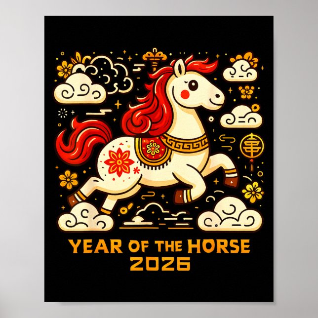 Póster Chinese Zodiac Horse 2026 Lunar New Year Art Gift  (Frente)
