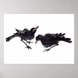 Póster Chinesische Kunst mit Vogelmalerei