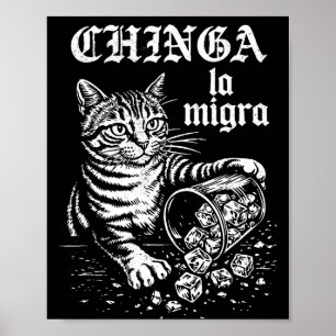 Póster Chinga la migra divertido meme de gato hombres muj