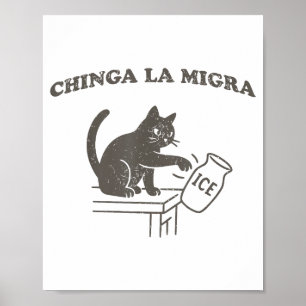 Póster Chinga La Migra Inmigración Abolir Hielo Gato Dive