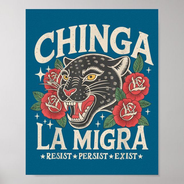 Póster Chinga la migra pro fascismo inmigrante humano (Frente)