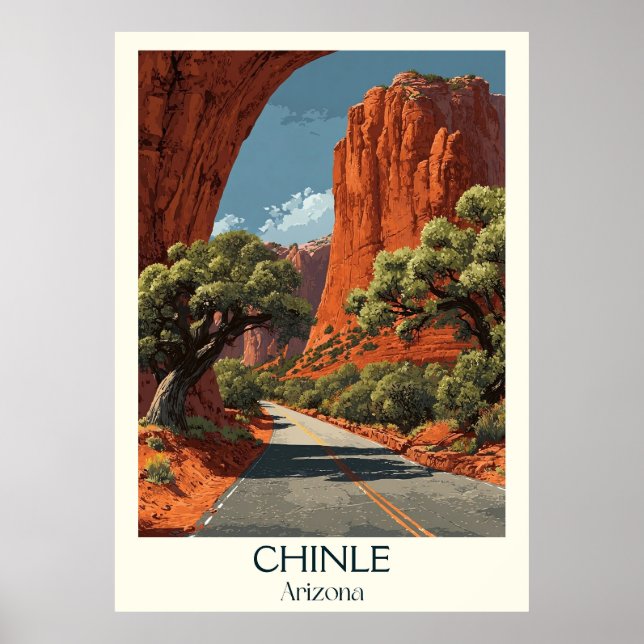 Póster Chinle Arizona Vintage Travel Poster | Retro Canyo (Frente)