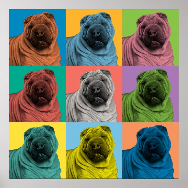 Poster chino de arte pop Shar-Pei (Frente)
