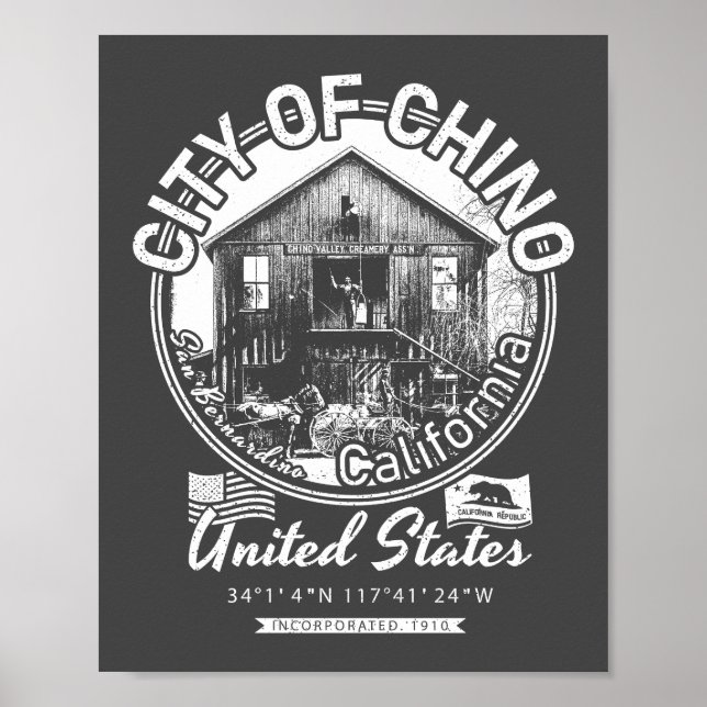 PÓSTER CHINO SAN BERNARDINO CALIFORNIA - CIUDAD DE CHINO  (Frente)