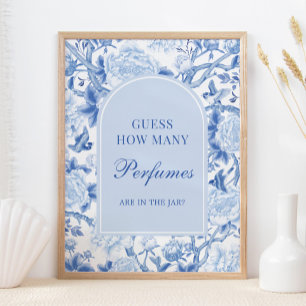 Póster Chinoiserie azul adivina cuántos Rótulos de Perfum