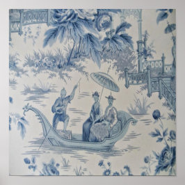 Póster Chinoiserie azul y blanca Oriental Oriental