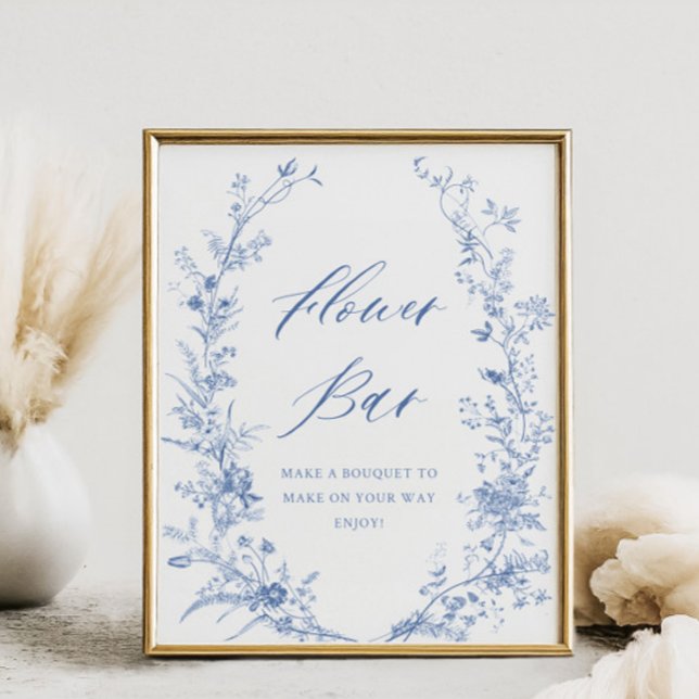 Póster Chinoiserie Blue Bridal Shower Flower Bar (Subido por el creador)