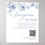 Póster Chinoiserie Blue Floral Boda Honeymoon Fondo<br><div class="desc">Chinoiserie Floral Azul Boda Luna de miel Poster del Fondo</div>