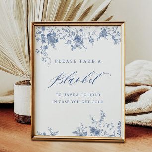 Póster Chinoiserie Blue Floral Take a Blanket Rótulo
