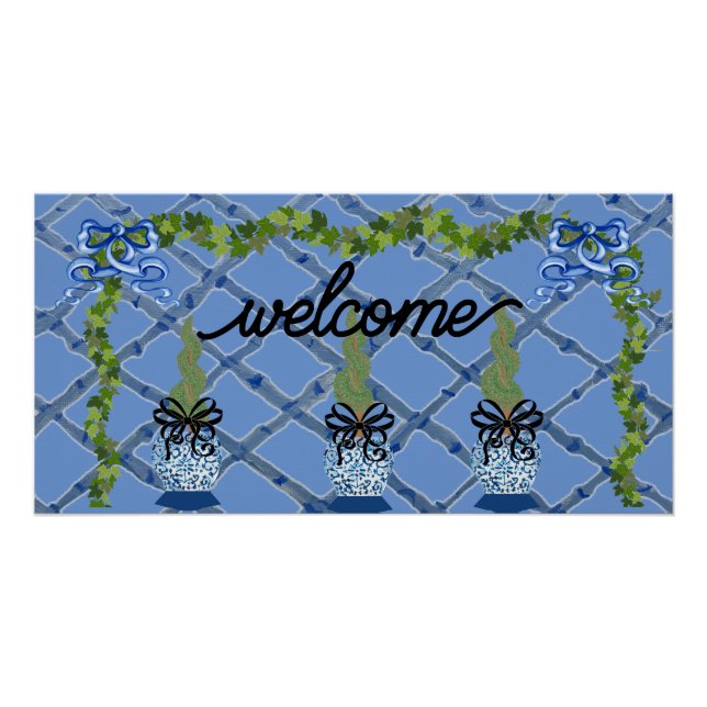 Póster Chinoiserie Blue Ginger Jars Topiary (Anverso)