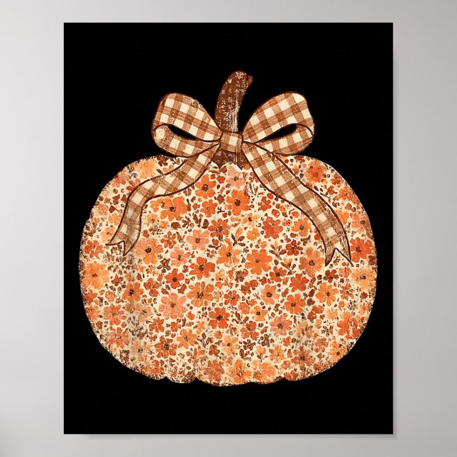 Póster Chinoiserie Fall Pumpkin Floral Halloween Funny Th (Frente)