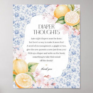 Póster Chinoiserie Lemon Tea Diaper Thoughts Baby Shower