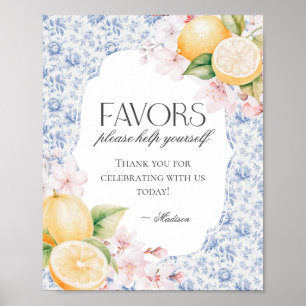 Póster Chinoiserie Lemon Tea Floral Toile Favorece el Rót