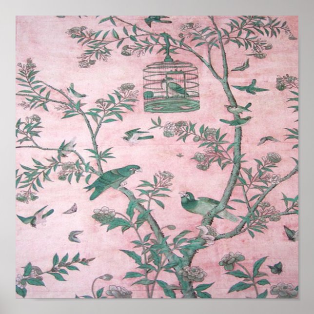 Póster Chinoiserie rosa (Frente)