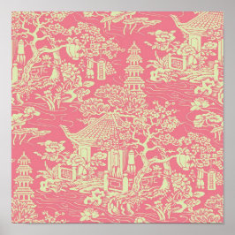 Póster Chinoiserie rosa